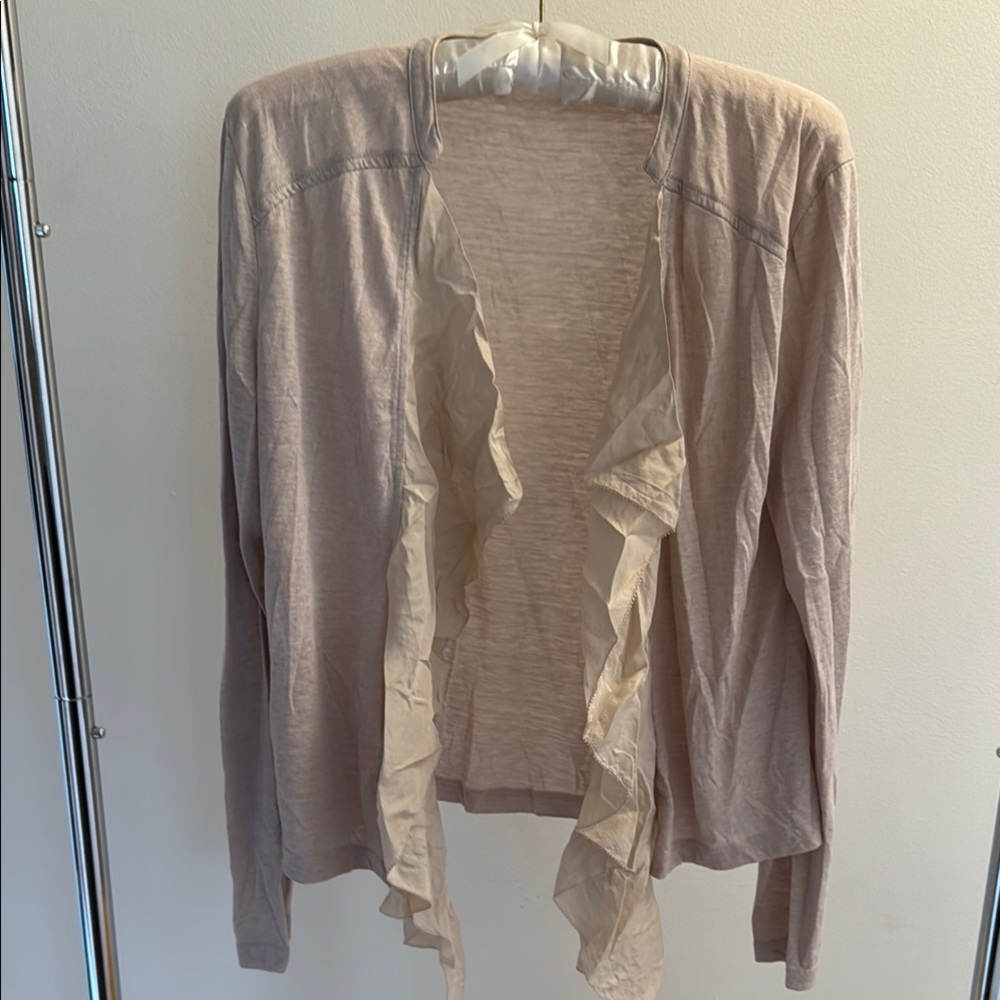 Women's Beige Ruffle Light Cardigan